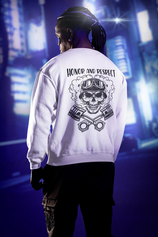 Organic Sweatshirt Front und Rückendruck | Honor and Respect