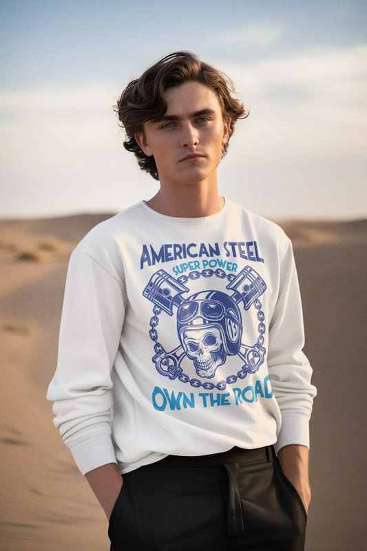 Premium Organic Sweatshirt Frontdruck | American Steel