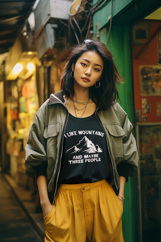 Premium Organic Shirt Women Frontdruck | I love Mountains